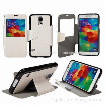 PU Stand Case for Samsung Galaxy S5, with Window Designs